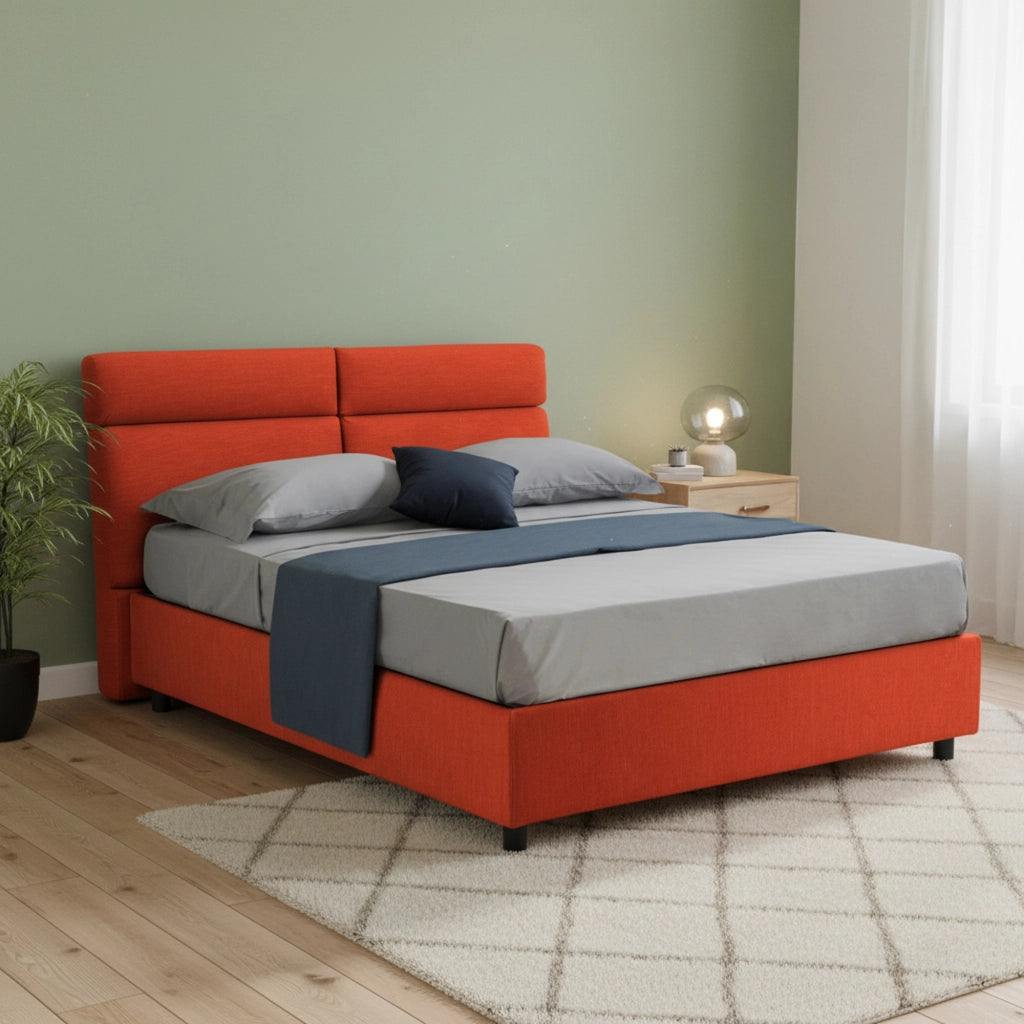 Letto Matrimoniale Alcatron, Letto Matrimoniale Sfoderabile Made in Italy, Arancione