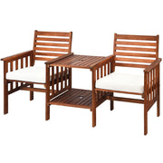 Set di sedie e tavolo in legno di acacia per esterni con foro per ombrello da 5cm, Set di mobili a 2 posti Bianco-Set mobili da esterno