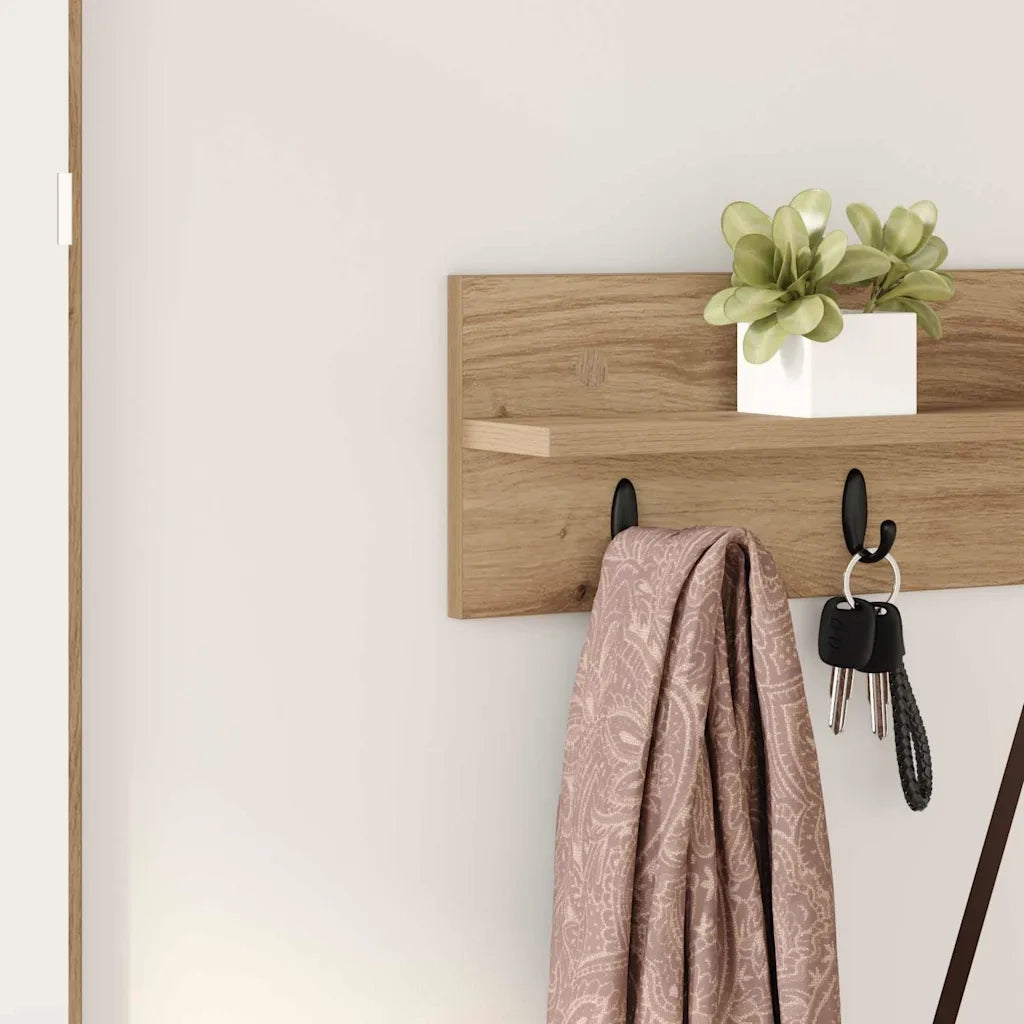 Appendiabiti a muro Rovere artigianale 80 x 10,5 x 18 cm 874402