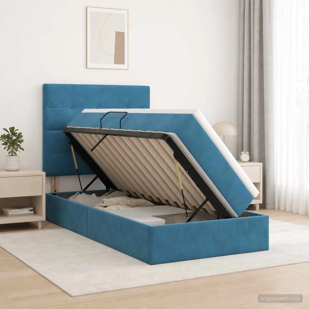 Letto con contenitore LED e materasso Blu Scuro 90 x 200 cm 3460108