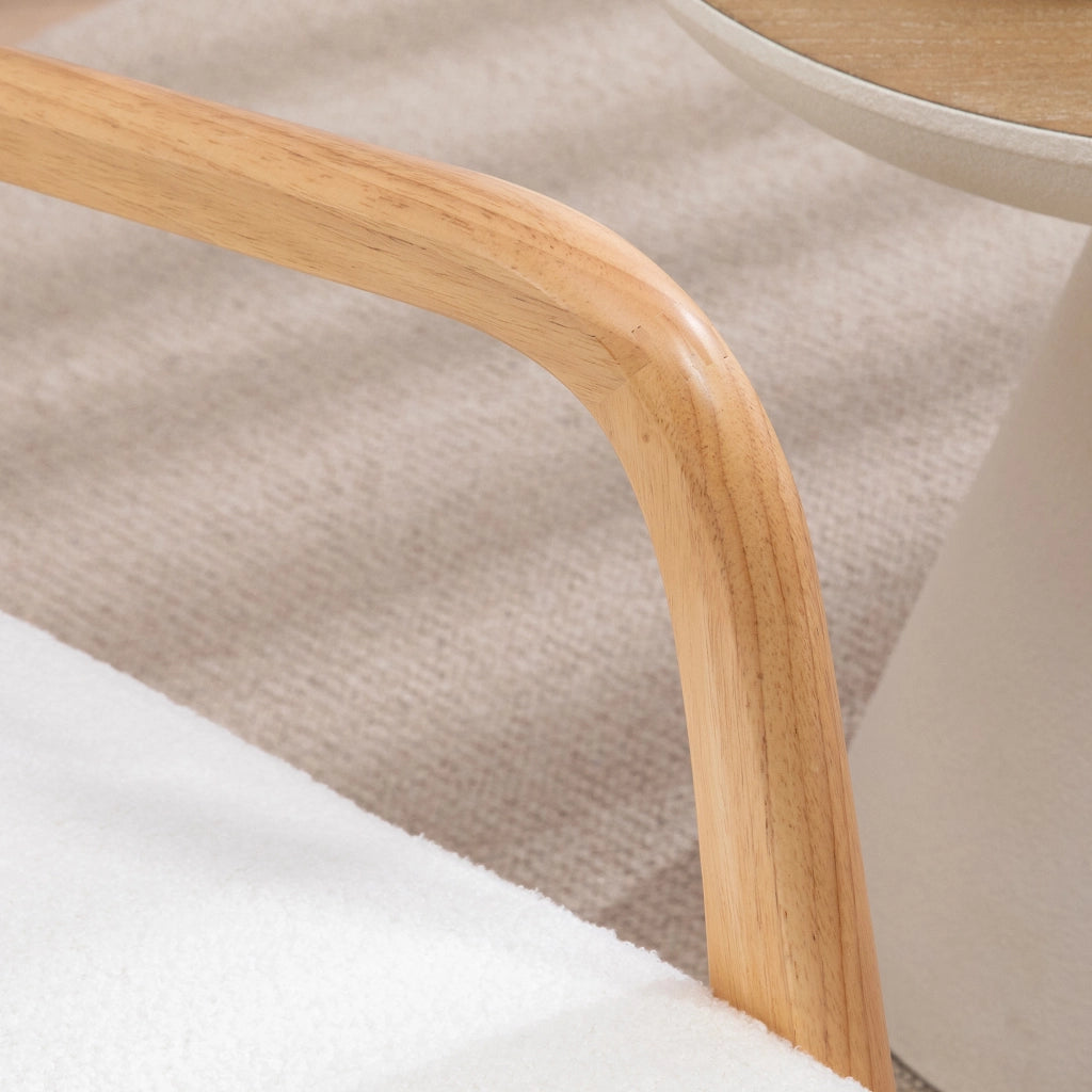 Poltrona Relax ¨C Minimal ¨C Tessuto Velluto Crema, Struttura Legno