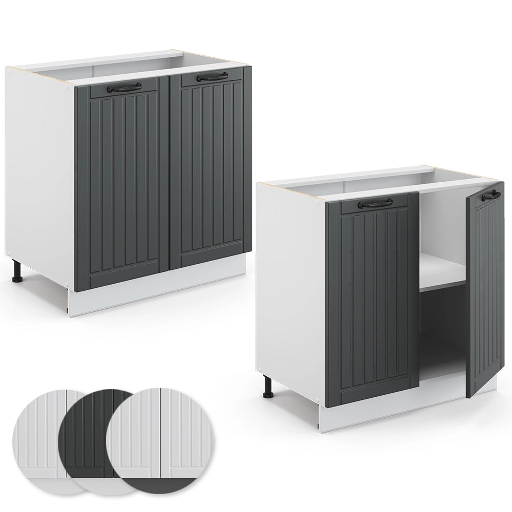 Mobile lavello cucina Fame-Line Antracite rustico/Bianco 80 cm con ripiano, senza piano di lavoro Vicco