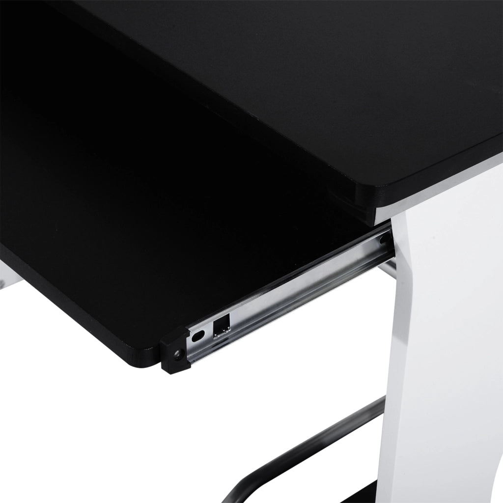 Scrivania per Computer con Ripiano, Cassetto e Armadietto ¨C zephmum ¨C 100x52x75 cm Bianca e Nera