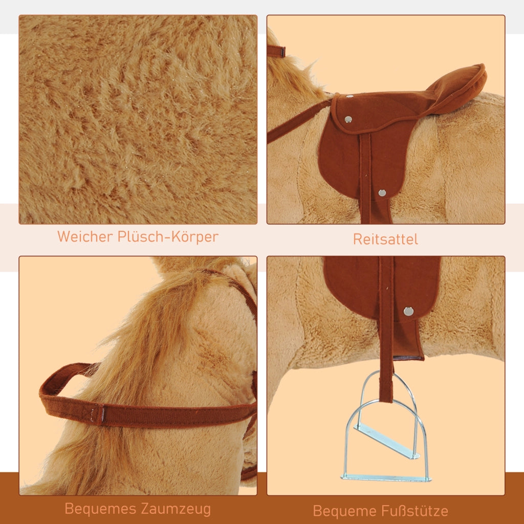 Cavallo a Dondolo per Bambini ¨C Minimal ¨C Beige 60 cm con Sella e Suono