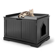 Cuccia multifunzionale per gatti 75 x 54 x 52 cm con gattaiola e moderna porta magnetica in MDF nero 20_0018958