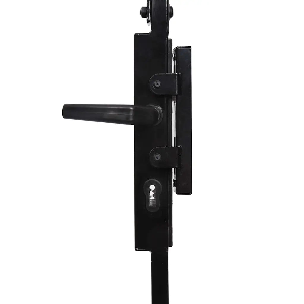 Cancello per recinzione ASSEN con parte superiore ad arco e 2 pali 105x170 cm Nero 145751