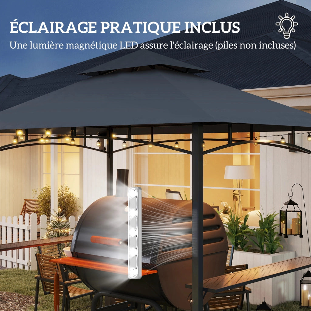 Gazebo Barbecue 2 Livelli ¨C Zephmum ¨C Grigio 240x150x250 cm