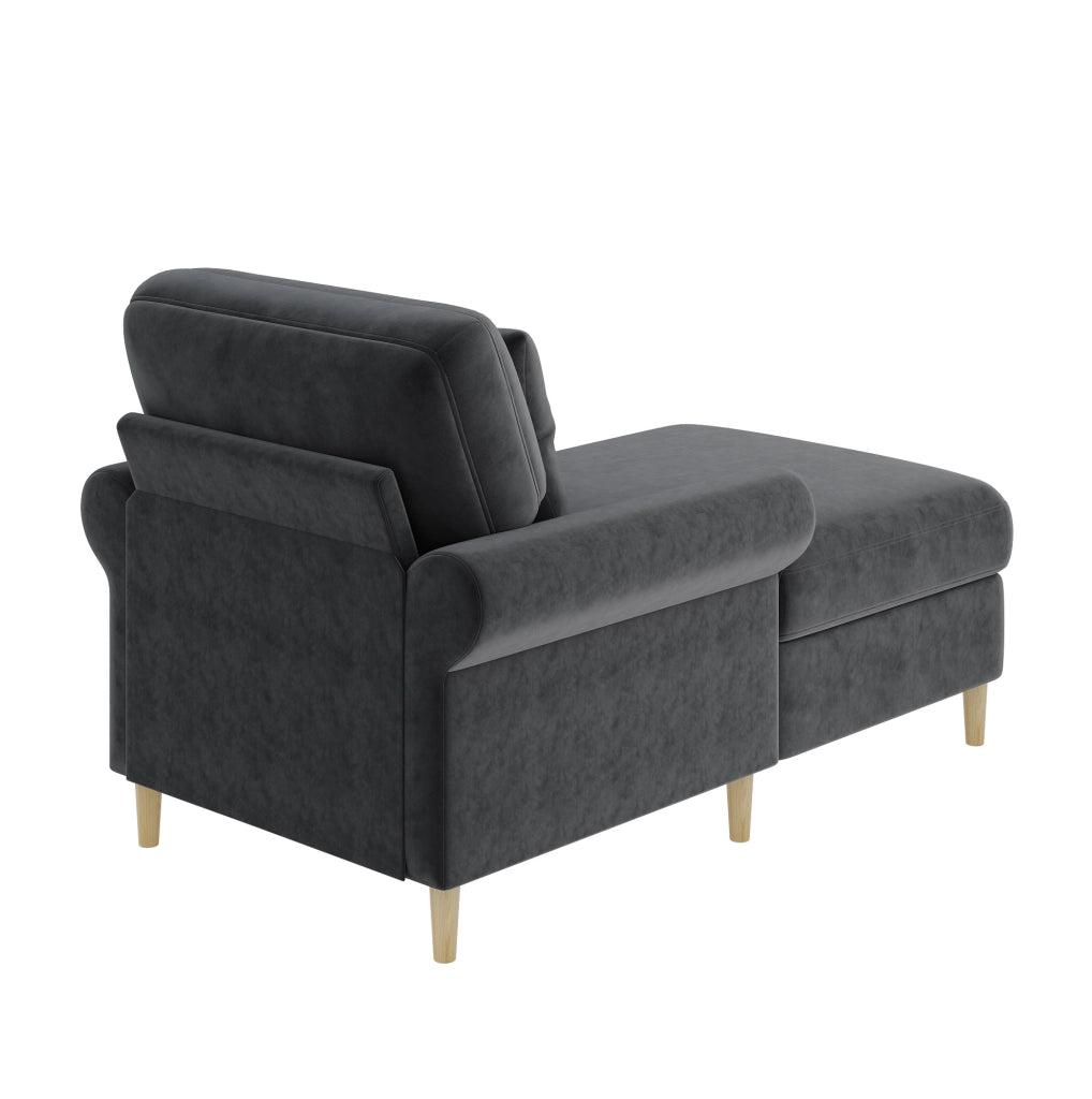 Poltrona relax reclinabile in velluto grigio; 133x87x90 cm; 1 posto