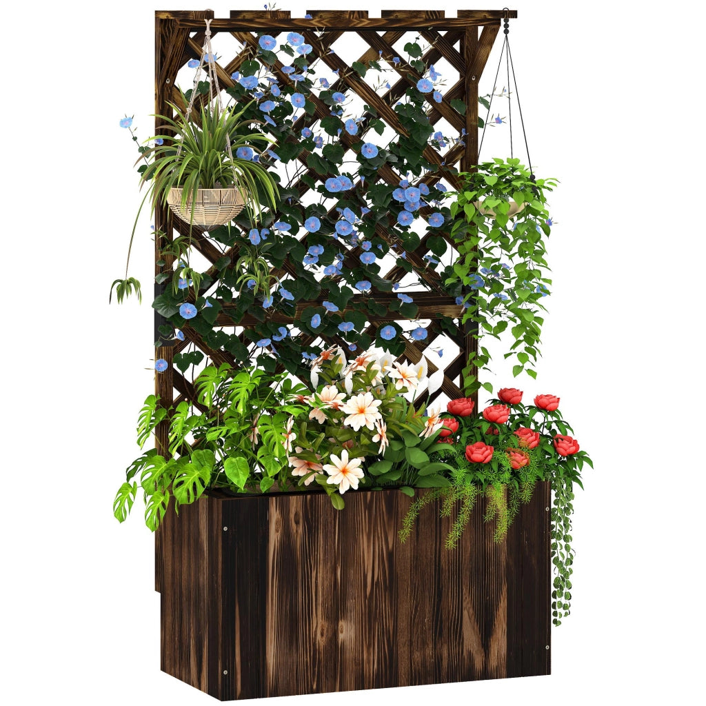 Fioriera rialzata con graticcio ¨C Xylo ¨C Legno carbonizzato 64x33x122cm