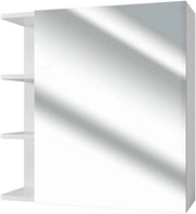 Specchio contenitore bagno Fynn, Bianco, 62 x 64 cm, per montaggio a parete con ripiani aperti