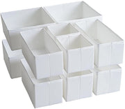Organizzatori di carico, tessuto duraturo, lavabile, con piastrelle, piccole scatole di archiviazione per bagno, armadio, cassettiera, set di 12, bianco