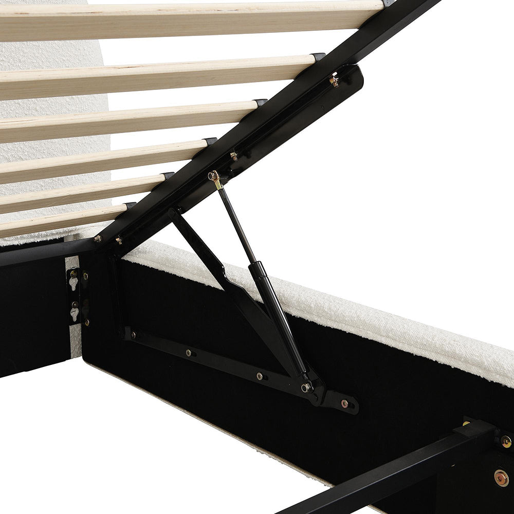 Letto doppio imbottito 180x200cm - Xylo - bouclé beige