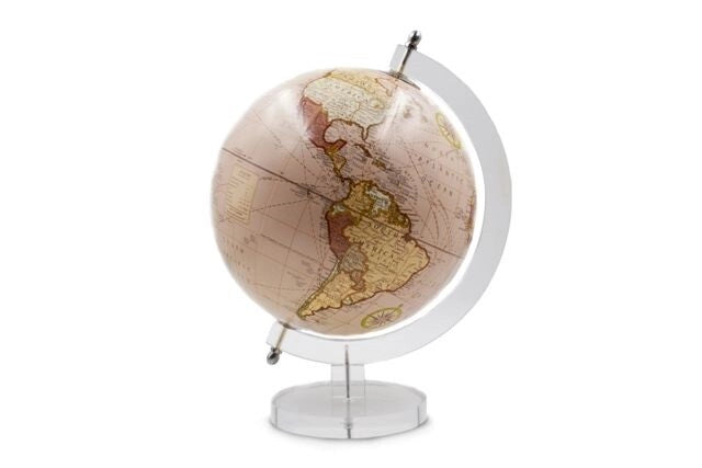 Mappamondo Decorativo da Tavolo Scrivania Marrone 24 x 30 cm