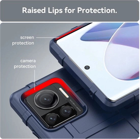 Scudo Ruggente per Motorola Edge 30 Ultra - Copertura Posteriore Resistente allo Shock - TPU Flessibile - Spessore Aggiunto per Protezione della Camera - Blu