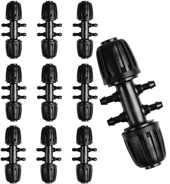Connettori di tubo a goccia per irrigazione - 10 pezzi - Kunststof - Impermeabile - Duraturo - Adatto per tubi da 1/2" a 1/4" - Connettori di irrigazione