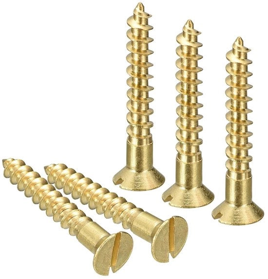 Houtschroeven 20 pezzi 30mm M4,5 con guida a sezione centrale e testa sottoposta in legno per lavorazione del legno e mobili.