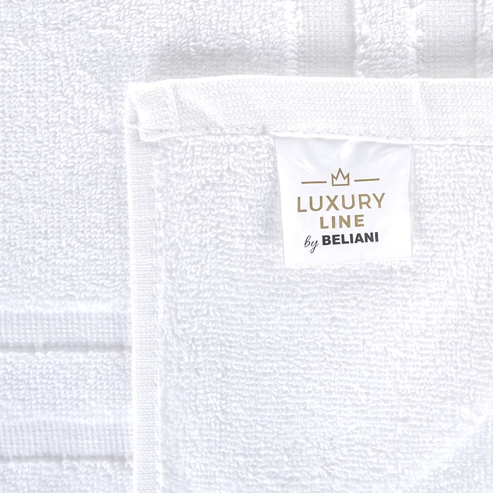 Set di 9 asciugamani bagno in spugna di cotone bianco con nappe decorative