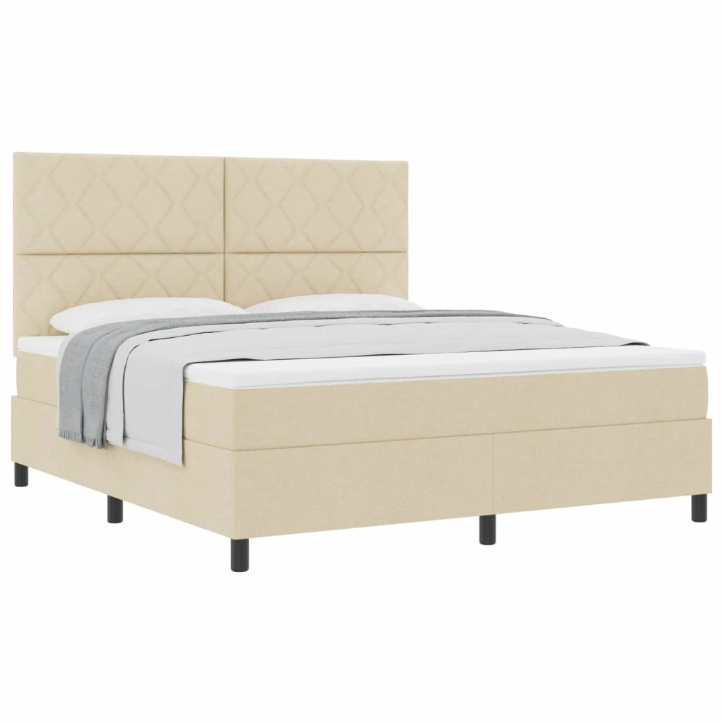 Letto a molle con testiera Crema 180 x 200 cm Tessuto 3339488