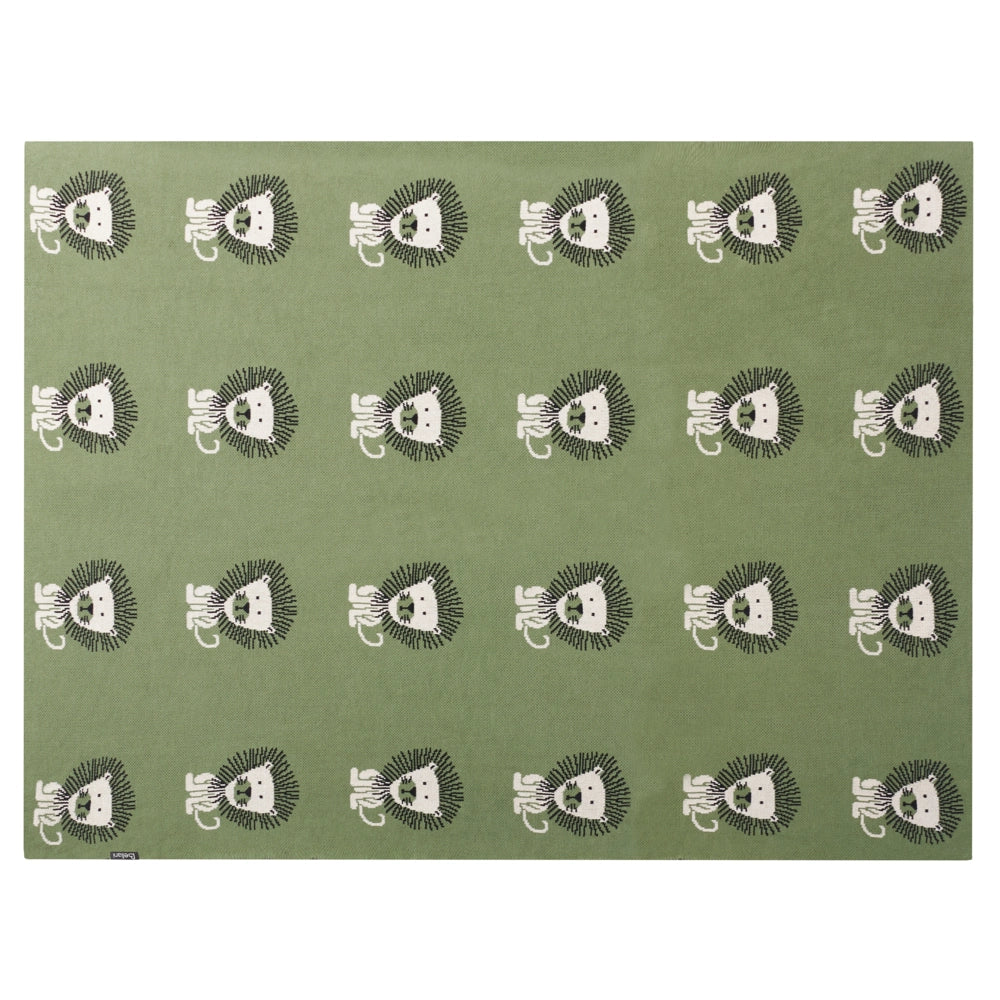 Coperta per bambini in cotone verde 130 x 180 cm Coperta per il letto Accogliente motivo leone Camera da letto Camera dei bambini Design moderno