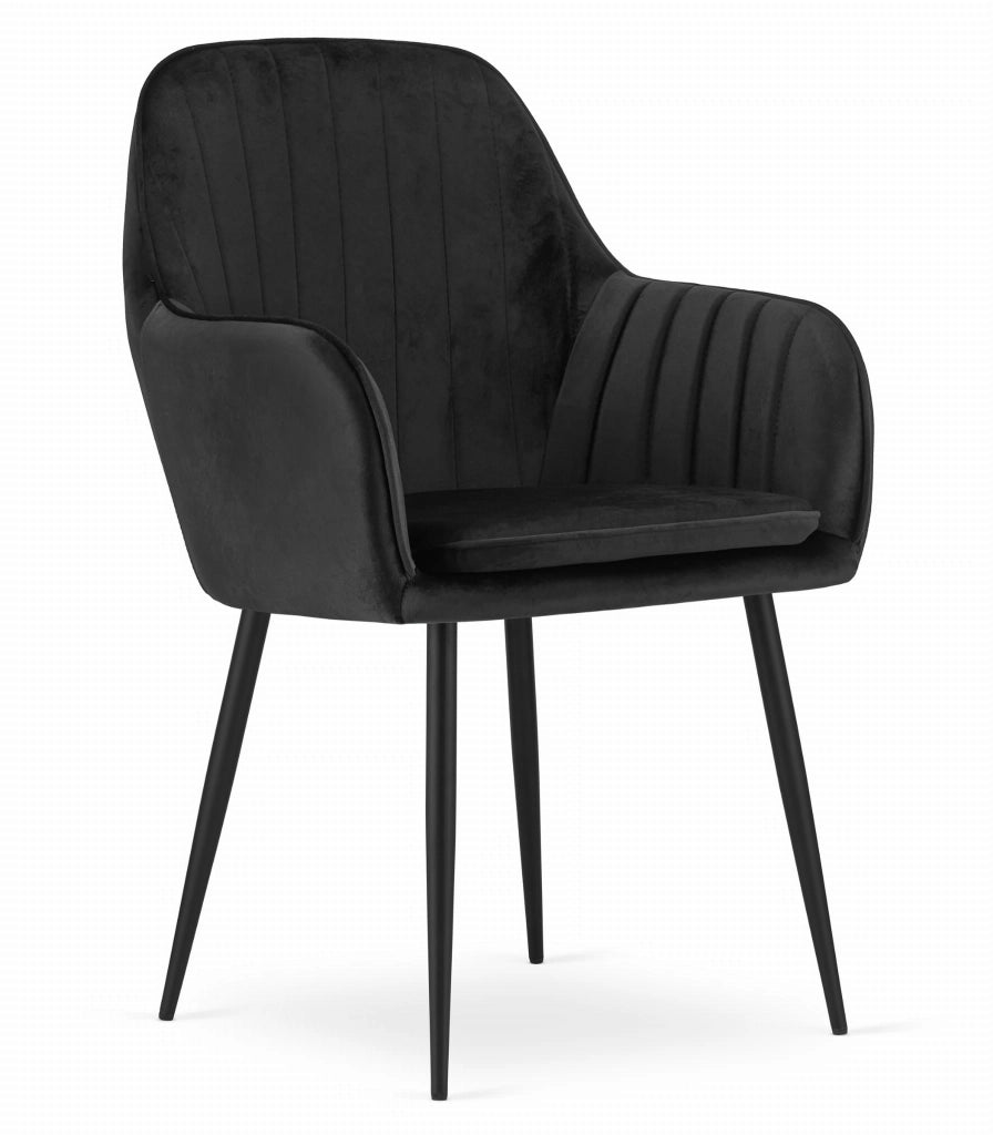 Sedia Valora LUGO in velluto nero dal design ergonomico per il soggiorno