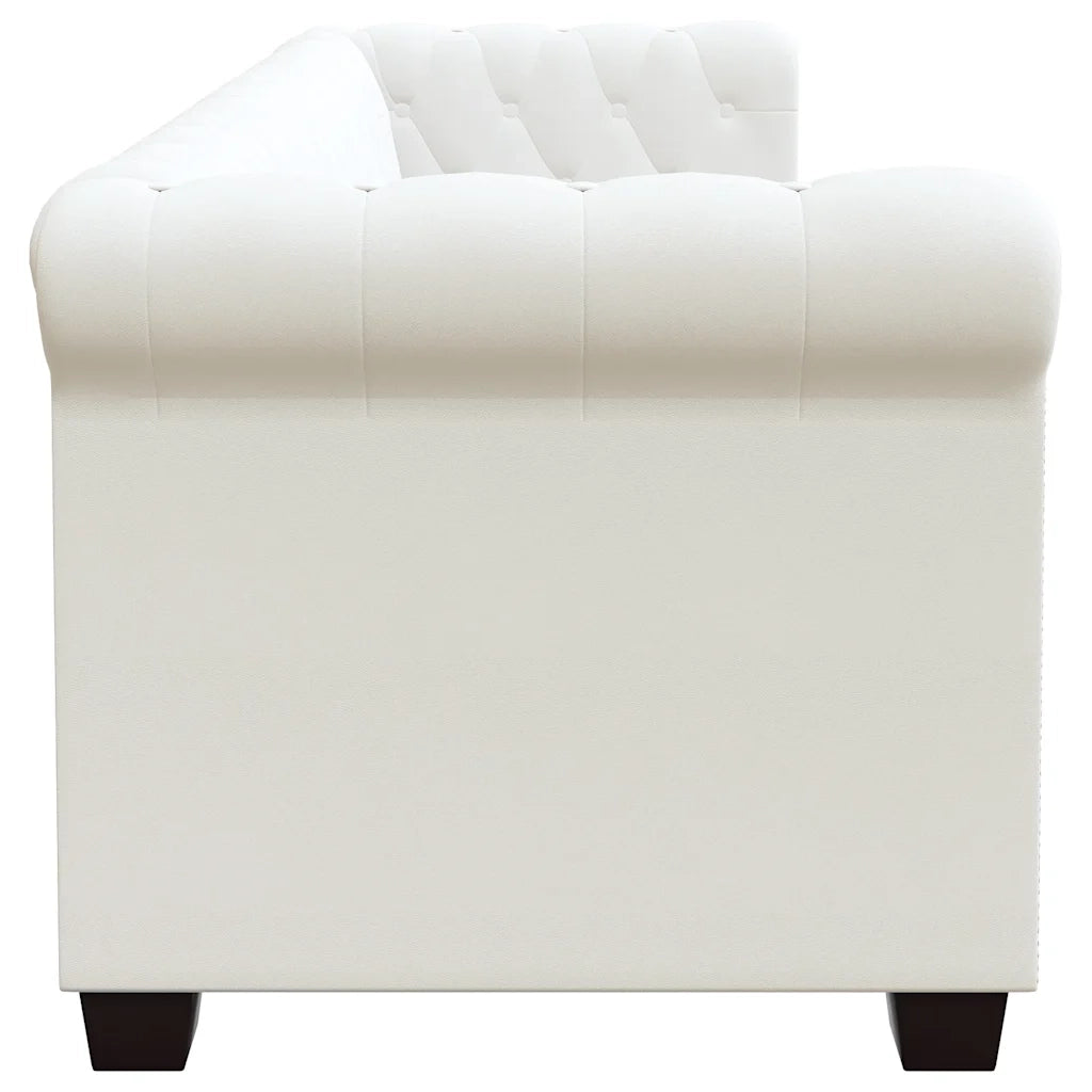 Divano Chesterfield a 3 Posti in Finta Pelle Bianco 242372