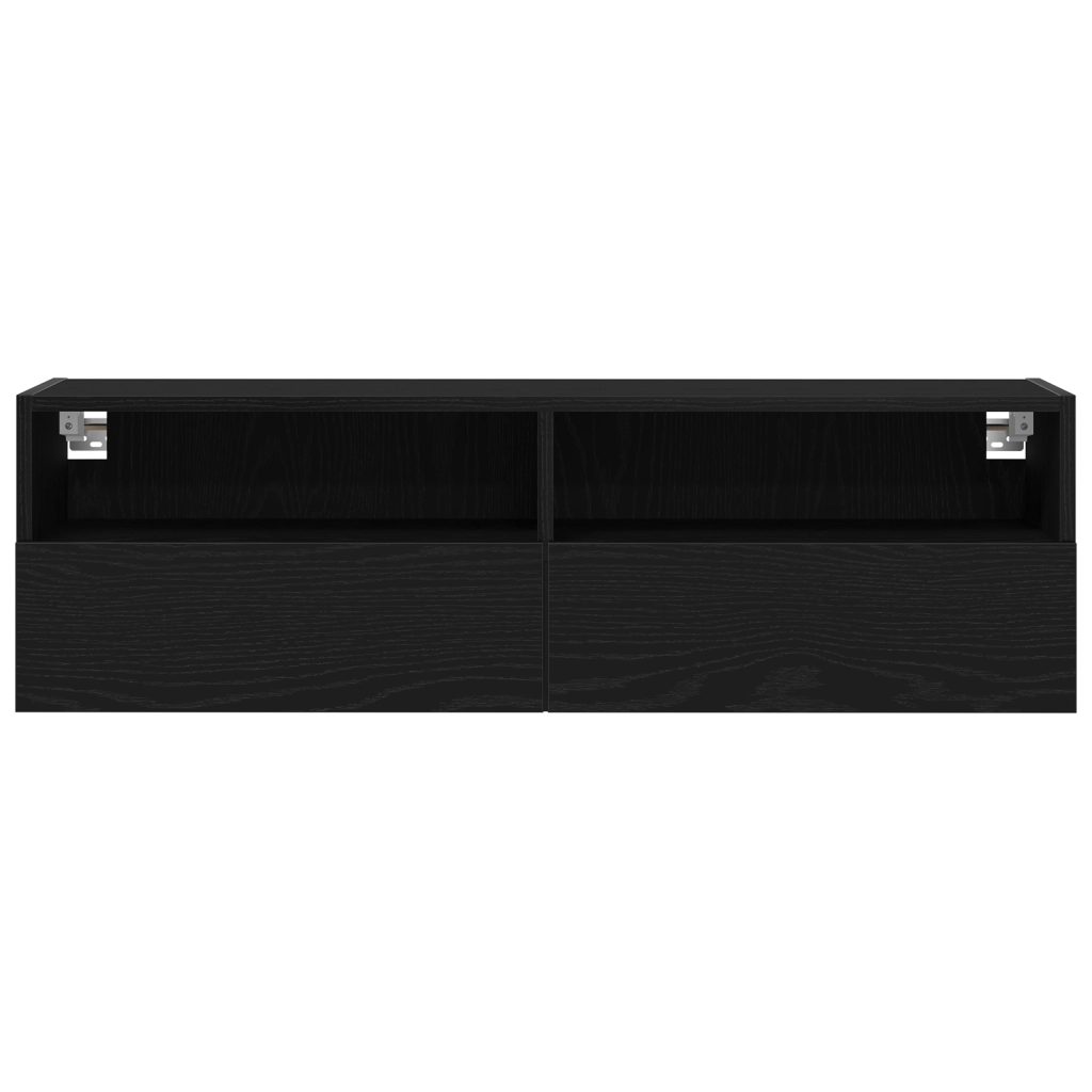 Armadi da Muro per TV 2 pz Nero Rovere 100x30x30 cm Legno Ingegnerizzato
