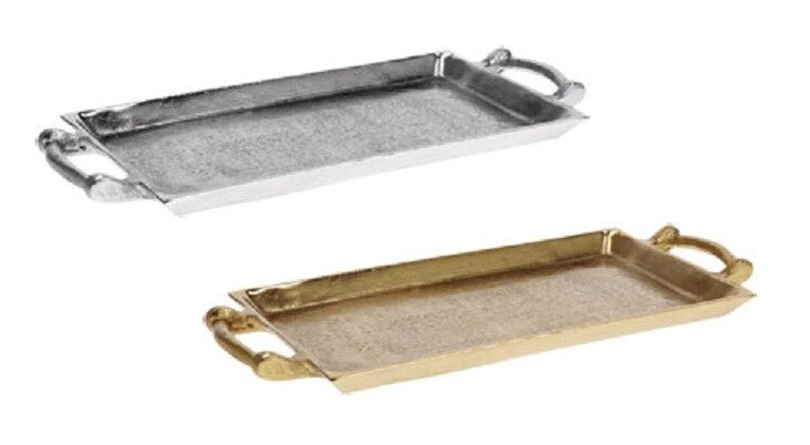 1 Pezzo Vassoio da Tavola in Metallo con Manici 45 x 20 cm 2 Colori