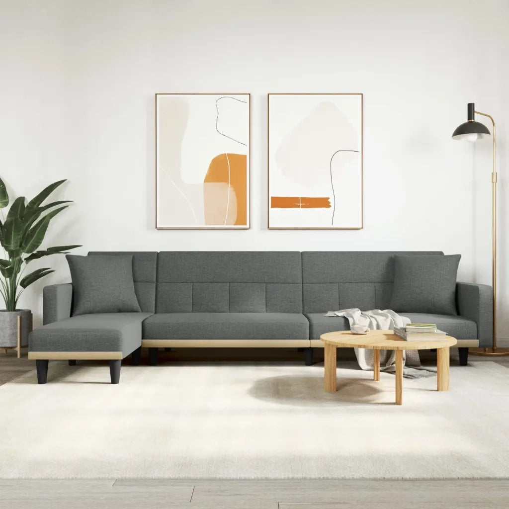 Divano Letto a L Grigio Scuro 275x140x70 cm in Tessuto 3157233
