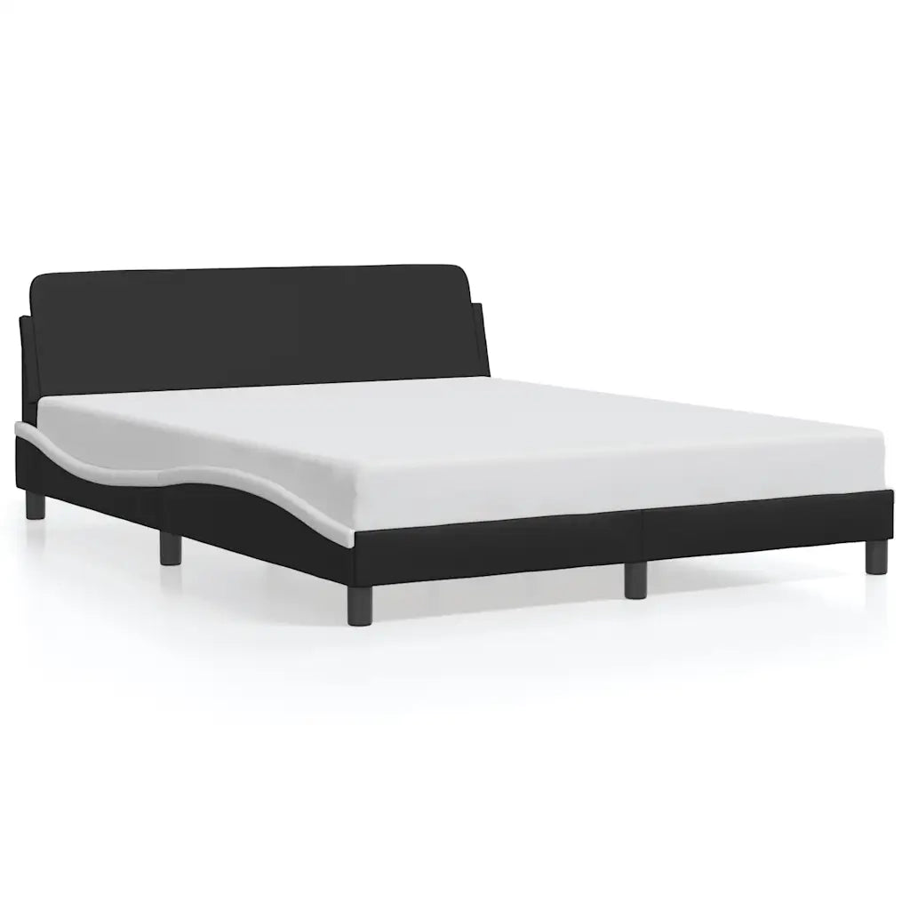 Letto matrimoniale | Letto per adulti | Giroletto Dover Nero e Bianco 160x200 cm in Similpelle