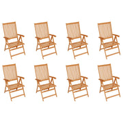 Sedie Reclinabili da Giardino con Cuscini 8 pz Massello di Teak 3072542