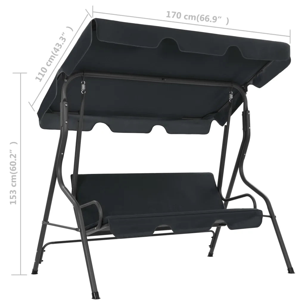 Panchina a Dondolo da Giardino Antracite 170x110x153 cm cod mxl 43331
