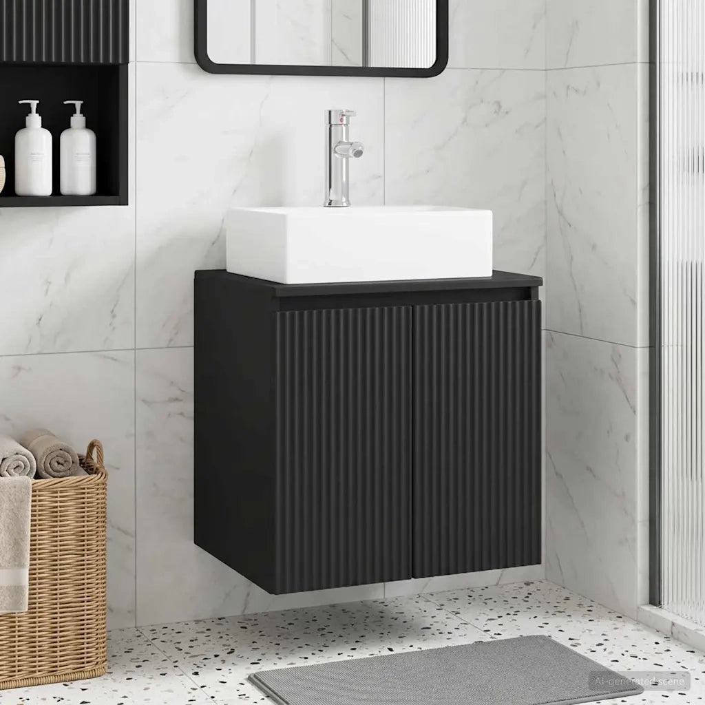 Mobile Lavabo da Parete Nero 49,5 x 41 x 62,5 cm 890413