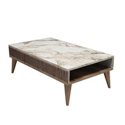 Tavolino da caffè in legno "Milano" - 105 x 60 x 34 cm - Noce Bianco