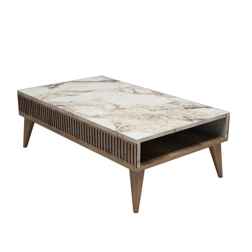 Tavolino da caffè in legno "Milano" - 105 x 60 x 34 cm - Noce Bianco