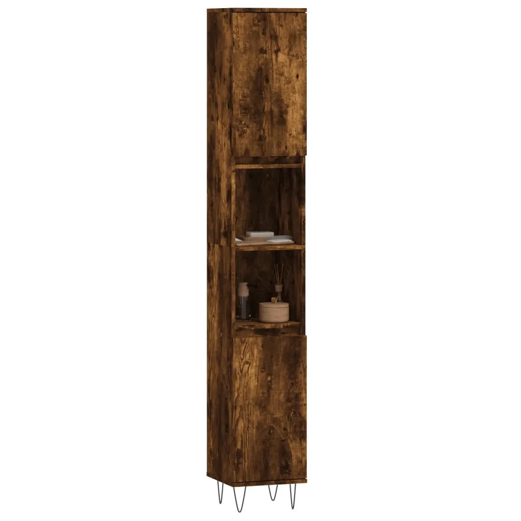 Armadietto Bagno Rovere Fumo 30x30x190 cm in Legno Multistrato 831537