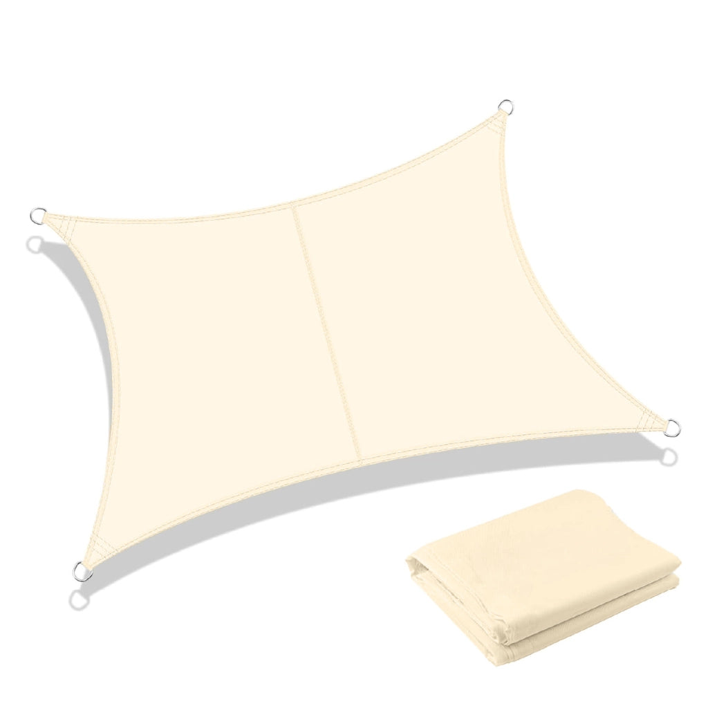 Tenda a Vela Ombreggiante Impermeabile con Anelli Rinforzati Copertura Sole per Giardino Terrazzo Balcone Patio Diverse Forme e Misure Beige - Rettangolare4x6 Metri