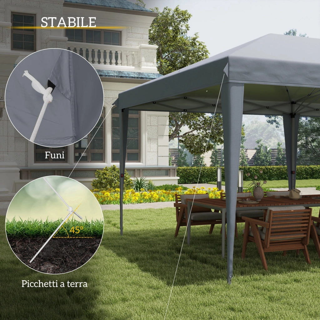 Gazebo da Giardino Pop-up 6x3 m Pieghevole Tendone per Feste con Sacca di Trasporto Grigio