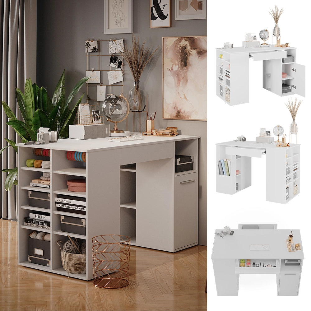 Vicco Scrivania con ripiani Bianco 135 x 68 cm