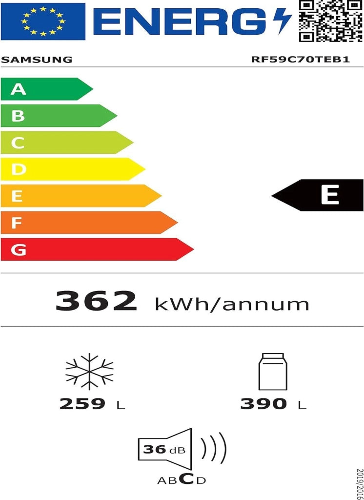 Samsung RF59C70TEB1-ES Frigorifero 4 Porte 649 Litri Classe E WiFi Total No Frost All Around Cooling Twist Ice Maker 912x1779x723 Nero