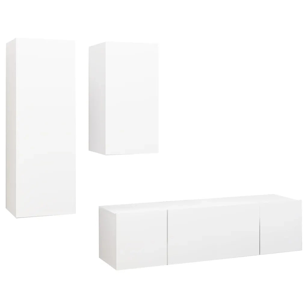 Set di Mobili Porta TV 4 pz Bianco in Legno Multistrato 3078731