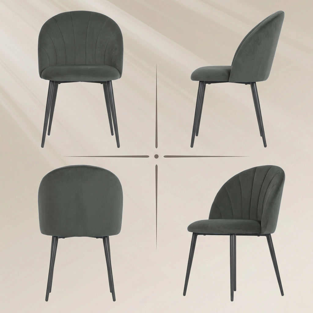 Set 2 Sedie da Pranzo Imbottite con Schienale in Velluto ¨C Zephmum ¨C Grigio 52x55x79 cm