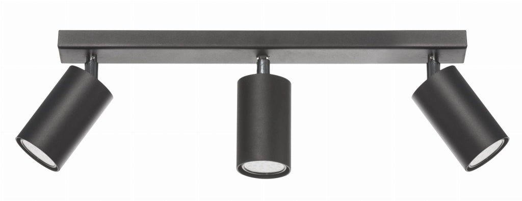 Plafoniera Lampex Rolos 3 luci nera metallo GU10 45cm