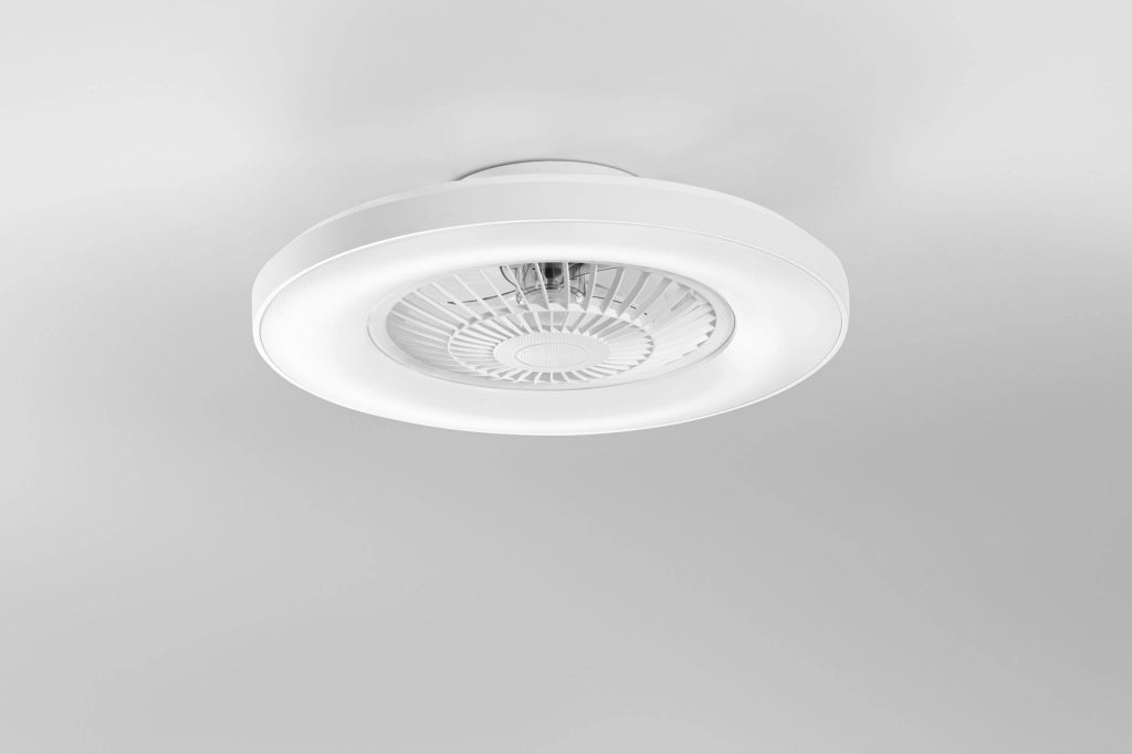 PLAFONIERA LED VENTILATORE GARBIN BIANCO 40W 5500LM CCT DIMMERABILE CON TELECOMANDO RF INCLUSO E SPEAKER BLUETOOTH 15X54,5CM