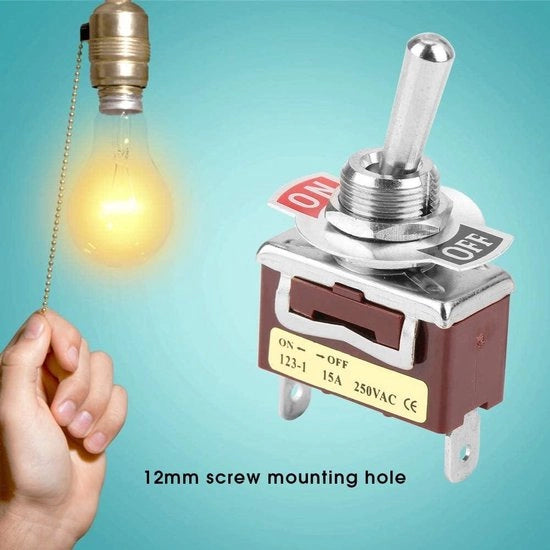 Schaltatore a tempo 15A 250V Metallico - Interruttore a tempo - Pulsante Interruttore - 2-pins 12 Mm - Applicazioni Automobilistiche e Domestici.