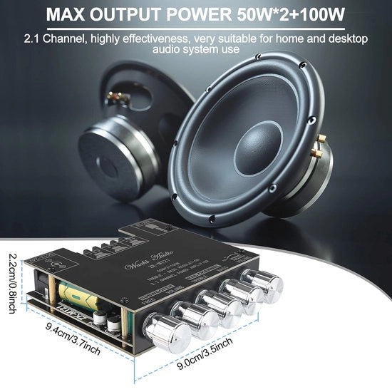 Modulo di Amplificazione Bluetooth 2.1 - Amplificatore Audio Digitale per Altoparlanti Hi-Fi con Regolazione Bassi e Alti