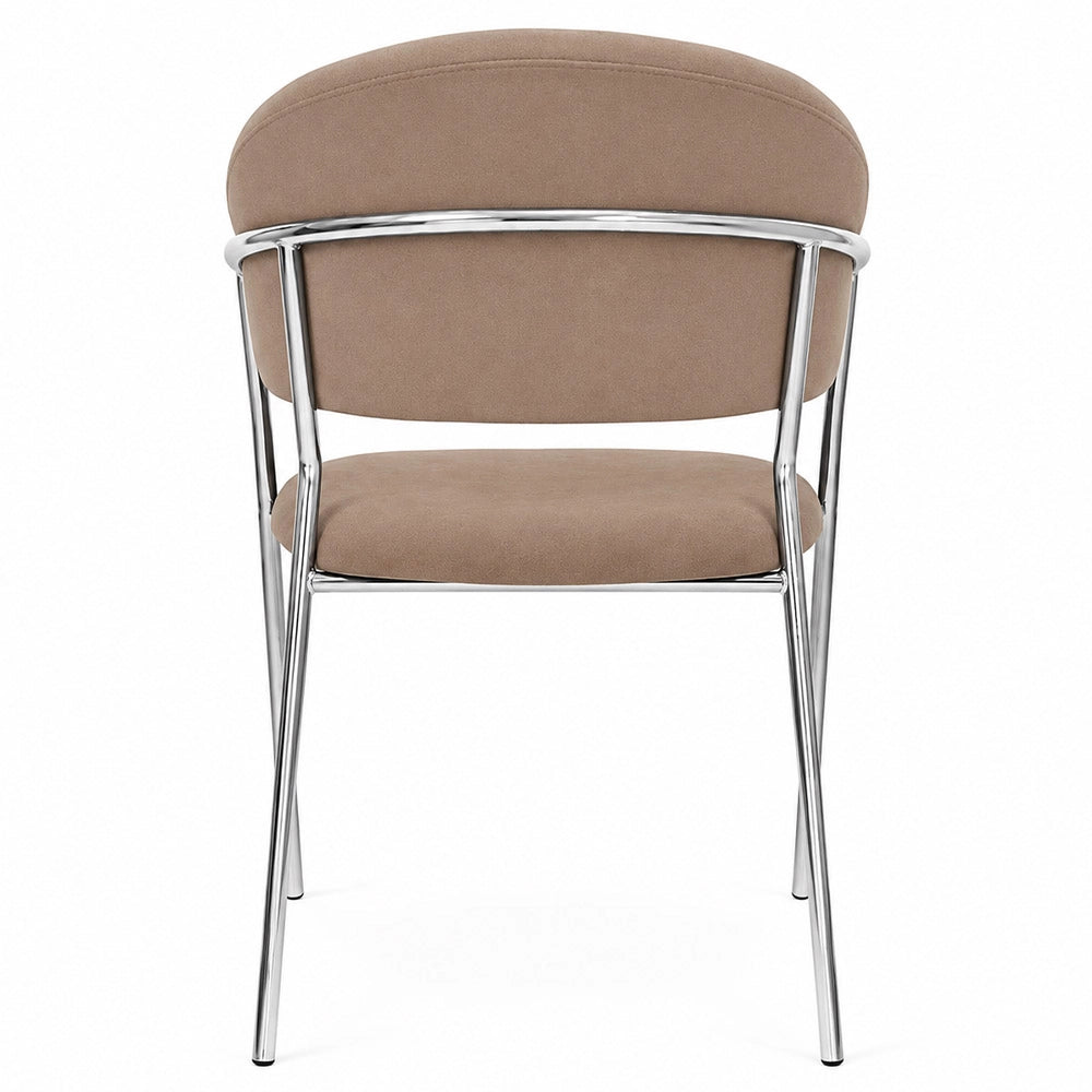 Set da 2 sedie Aurelia in velluto grigio tortora con gambe in ferro cromato