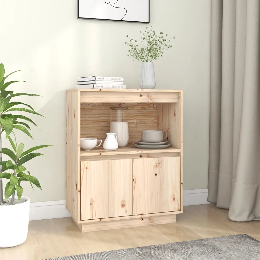 Credenza-Buffet-Armadio da cucina 60x34x75 cm in Legno Massello di Pino 627379
