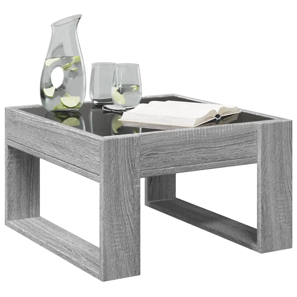 Tavolino da Salotto con LED Infinity-Tavolino da soggiorno Grigio Sonoma 50x53x30 cm