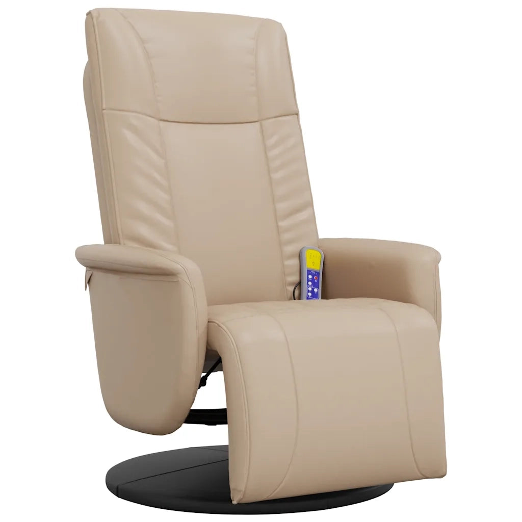 Divano Sedia-Poltrona Reclinabile Massaggi Poggiapiedi Cappuccino Similpelle 562053