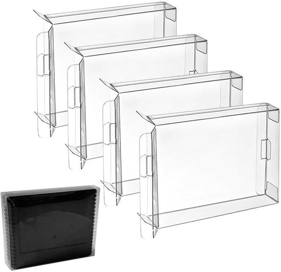 Set di scatole per carte da gioco 4 pezzi - Copertura trasparente - Cassetta in plastica - Qualità robusta - Misura precisa 18x13x2,4 cm - Facile da montare - Scatola per giochi